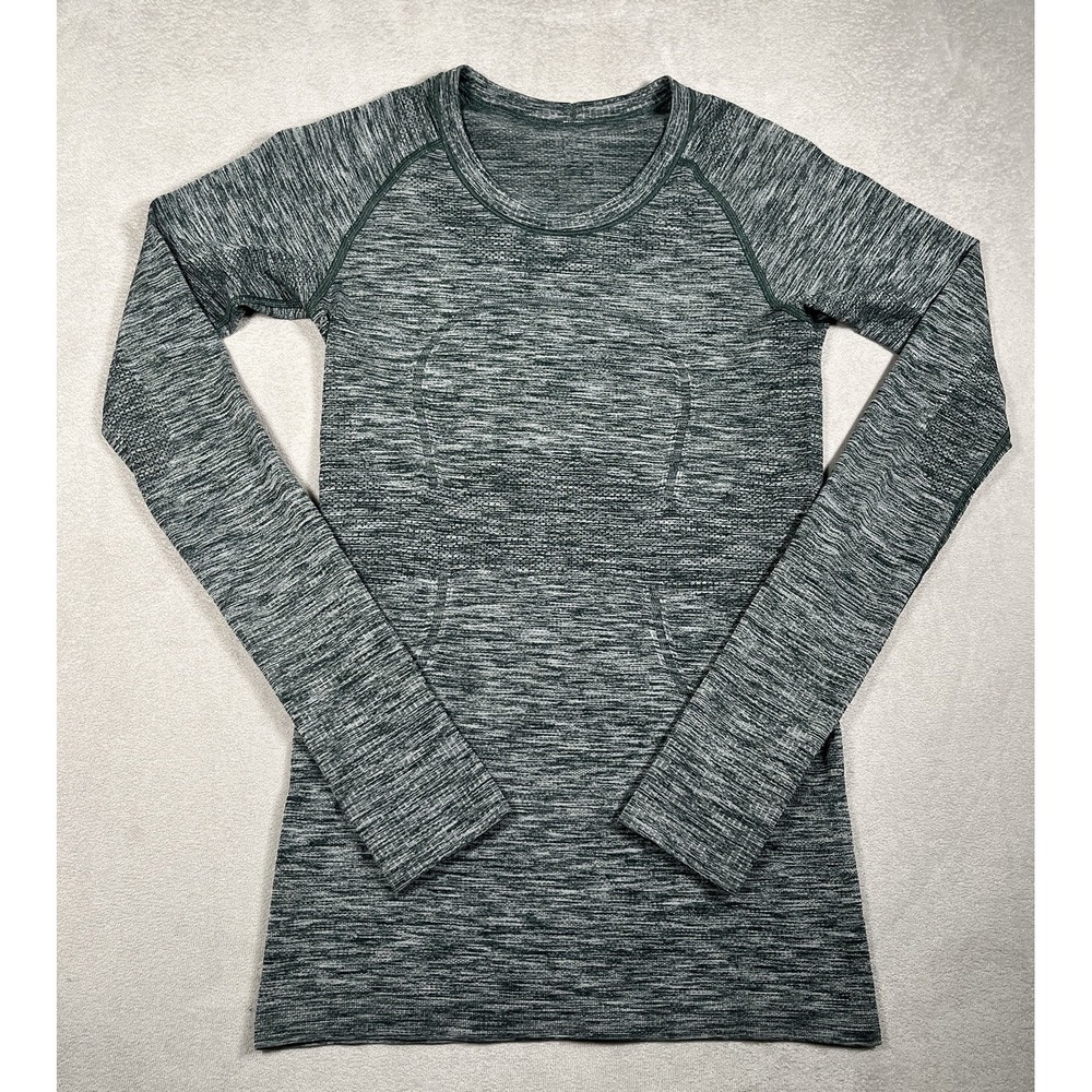 Lululemon Swiftly Tech Long Sleeve Shirt Womens 4 Green Heathered Thumbholes
